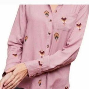 Anthropologie Hot Air Balloon Mauve Long Sleeve Button Down sz 4